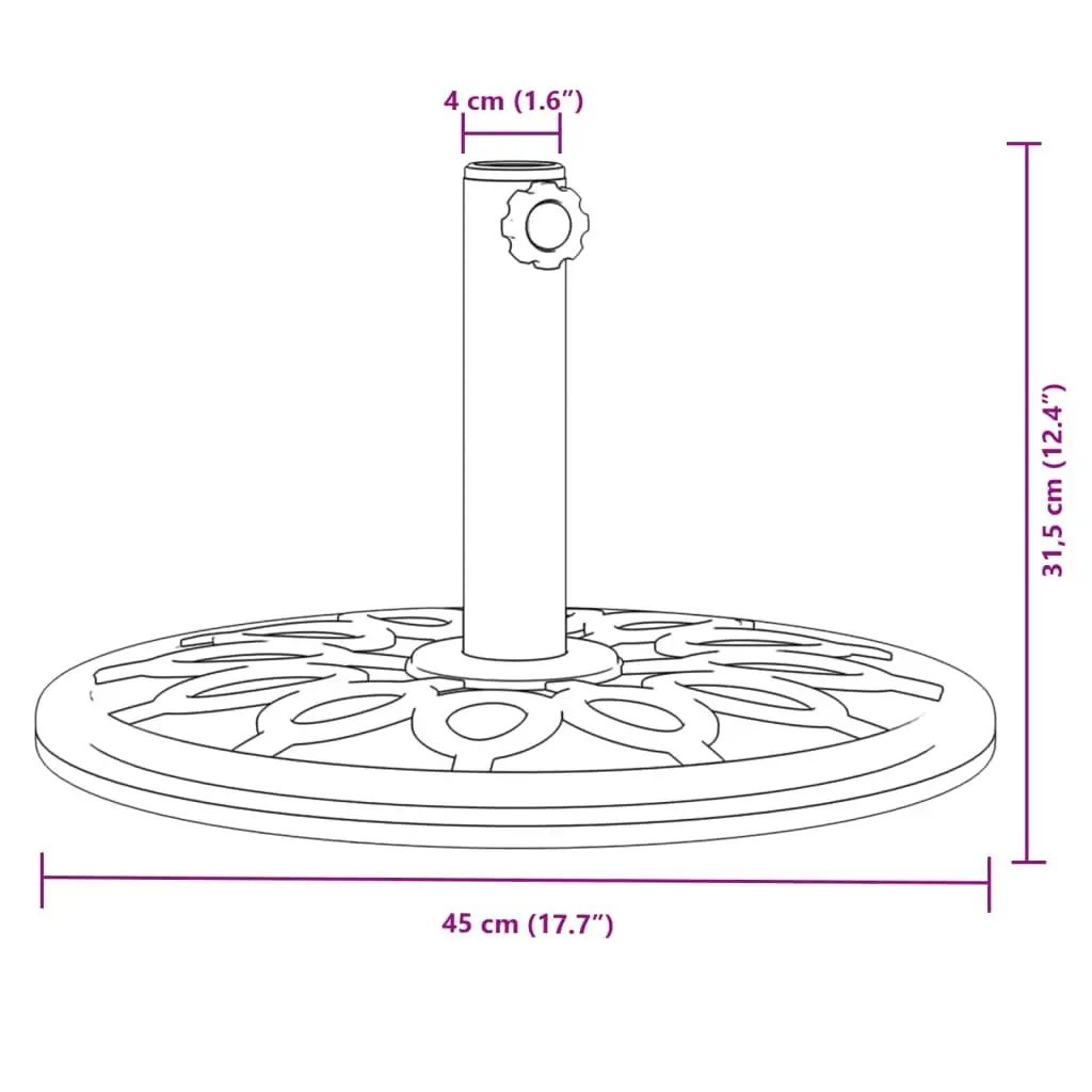 Round Parasol Base 12kg Concrete Filled Plastic Shell Ø38 Ø48mm Pole Adapter
