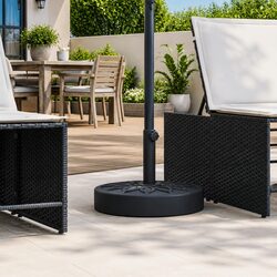 Parasol Base Round 25kg Outdoor Umbrella Stand Stable Pole Ø38 48mm Black