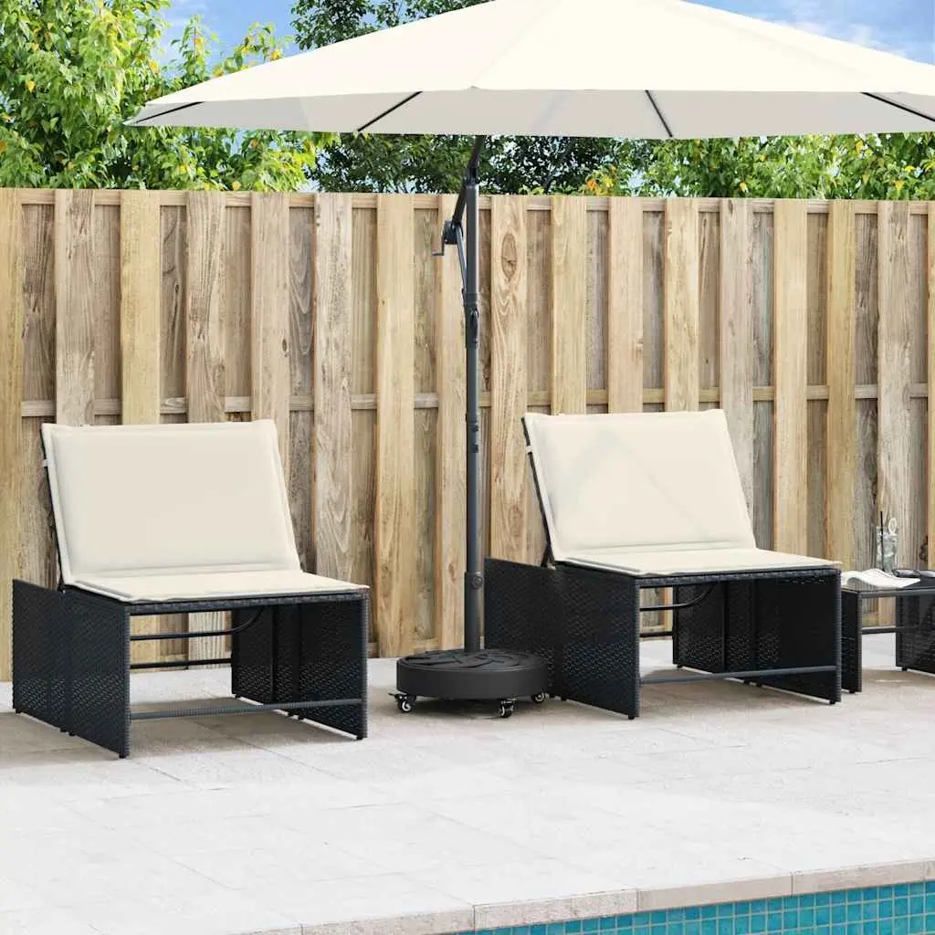 Parasol Base Round Black Durable Plastic Shell with Concrete Lockable Castors