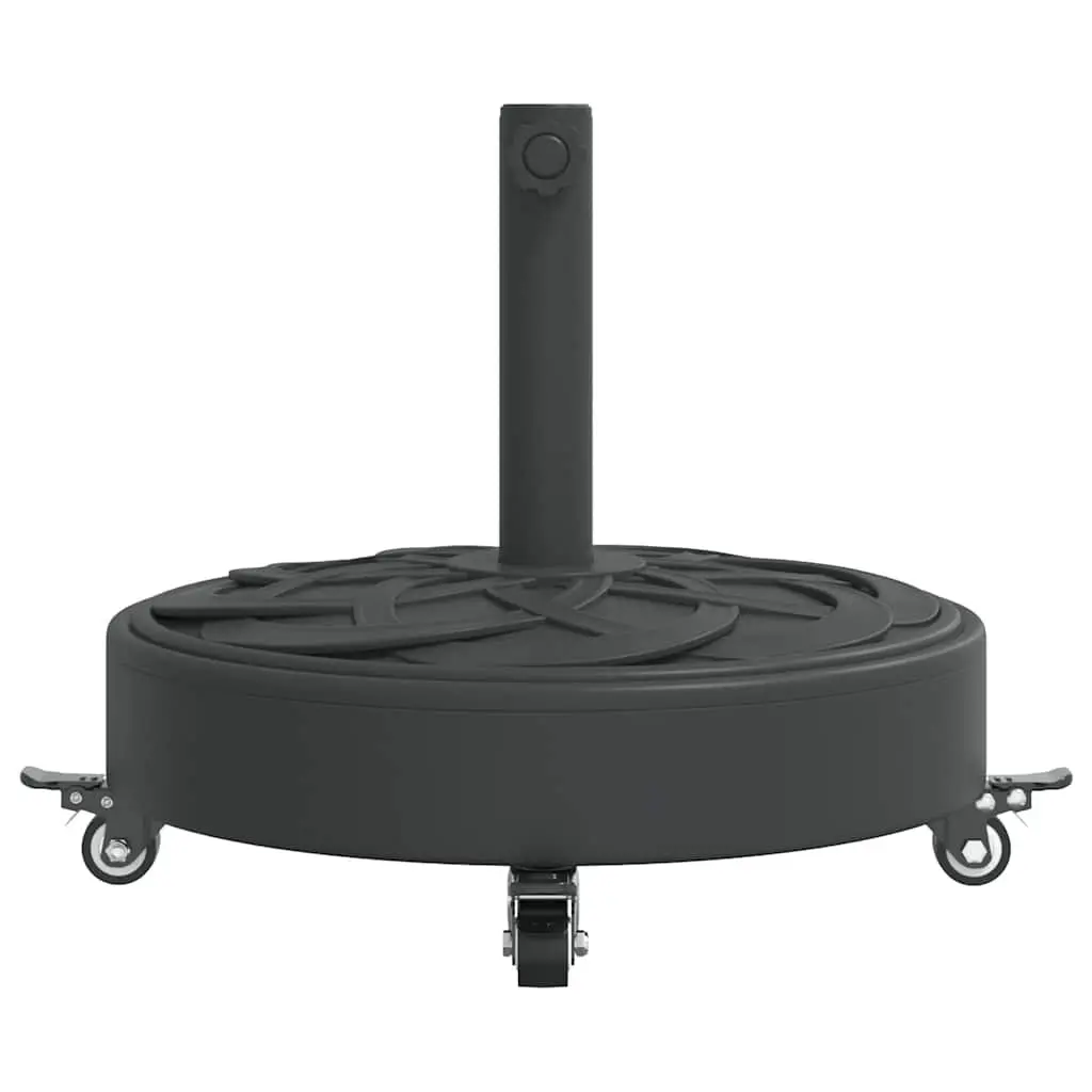 Parasol Base Round Black Durable Plastic Shell with Concrete Lockable Castors