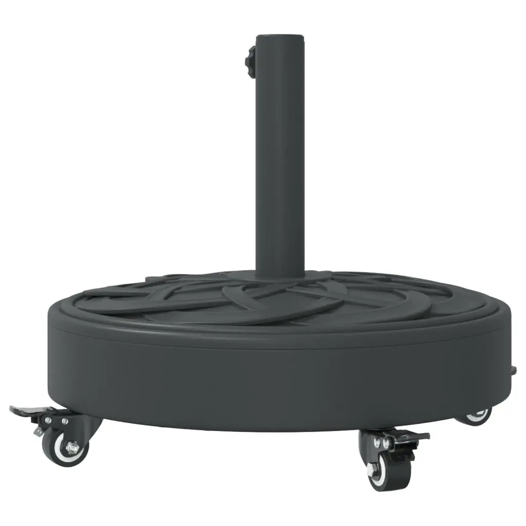 Parasol Base Round Black Durable Plastic Shell with Concrete Lockable Castors