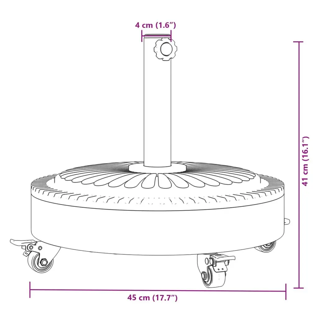 Round Parasol Base with Wheels Lockable Castors 27kg Umbrella Stand