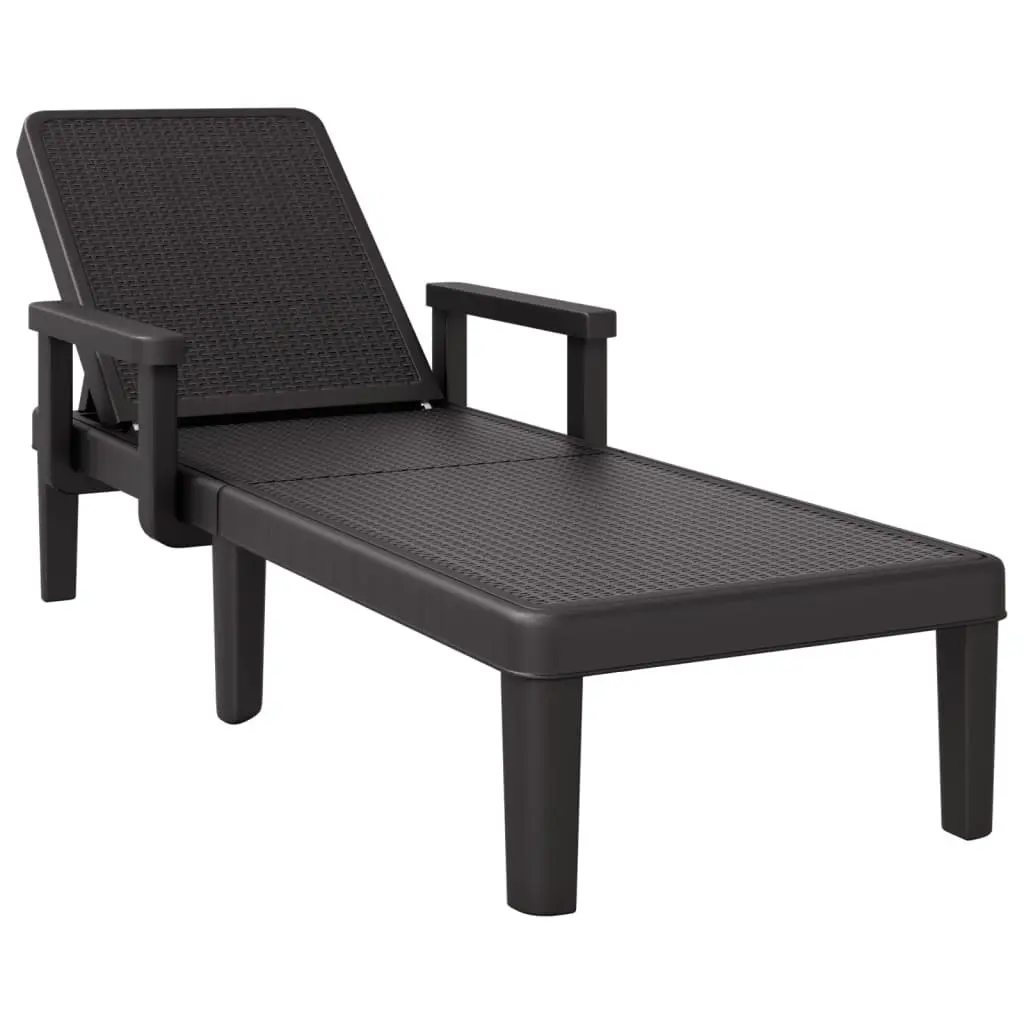 Sun Lounger 4-Way Adjustable Backrest Lightweight Outdoor Chaise Lounge Chair Black