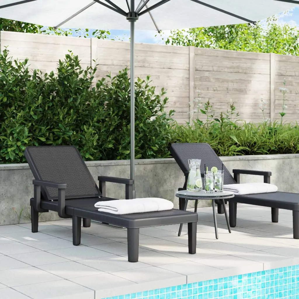 Sun Lounger 4-Way Adjustable Backrest Lightweight Outdoor Chaise Lounge Chair Black