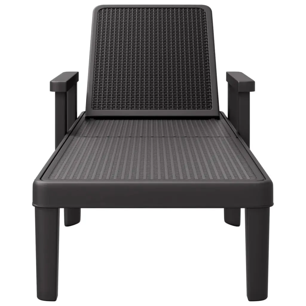 Sun Lounger 4-Way Adjustable Backrest Lightweight Outdoor Chaise Lounge Chair Black