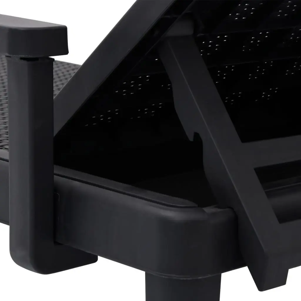 Sun Lounger 4-Way Adjustable Backrest Lightweight Outdoor Chaise Lounge Chair Black