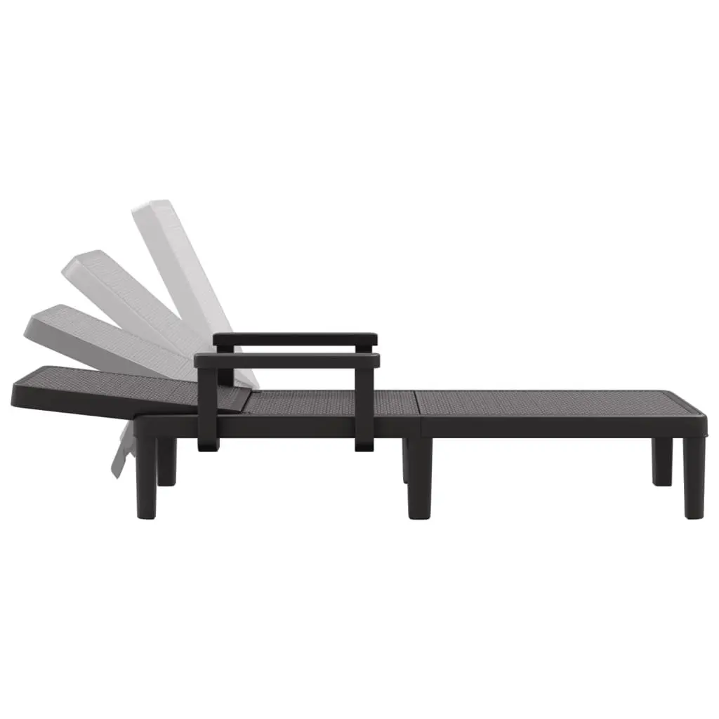 Sun Lounger 4-Way Adjustable Backrest Lightweight Outdoor Chaise Lounge Chair Black