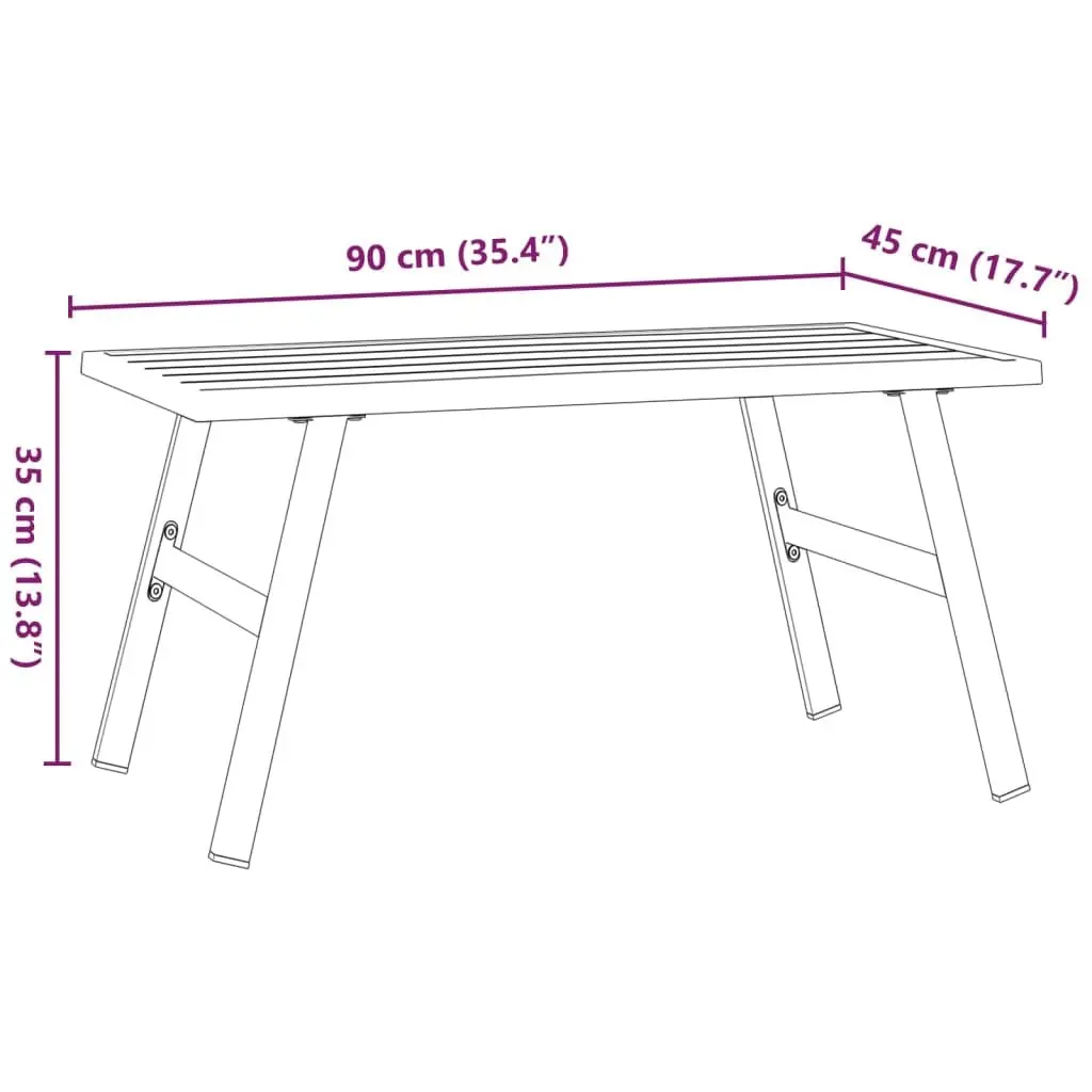 Outdoor Coffee Table Black Steel Frame 90 x 45 x 35 cm