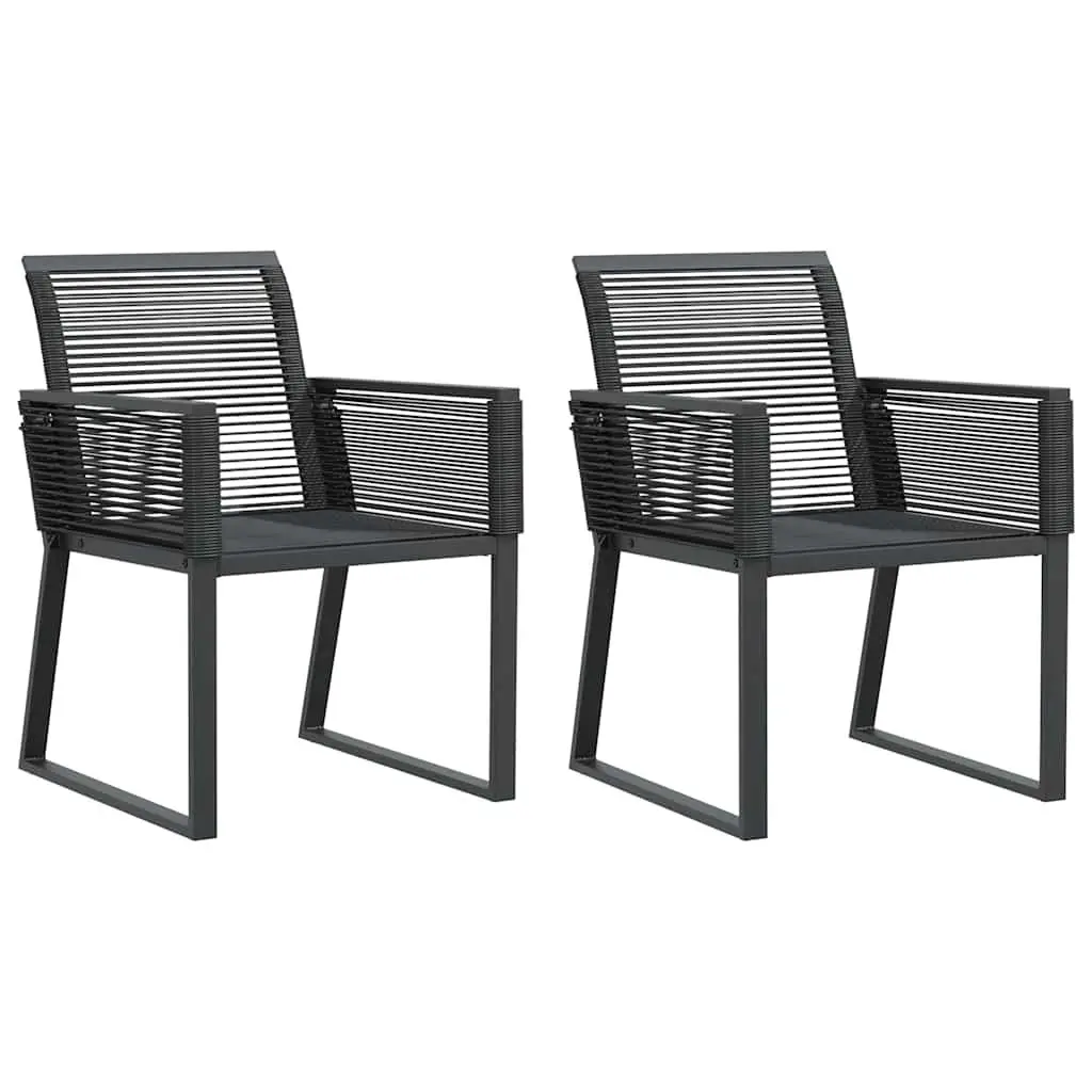 Outdoor Garden Chairs 2 Pieces Black Poly Rattan Backrest Armrests Patio Seating