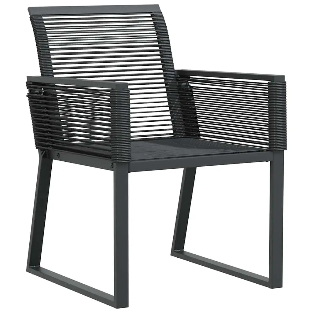 Outdoor Garden Chairs 2 Pieces Black Poly Rattan Backrest Armrests Patio Seating