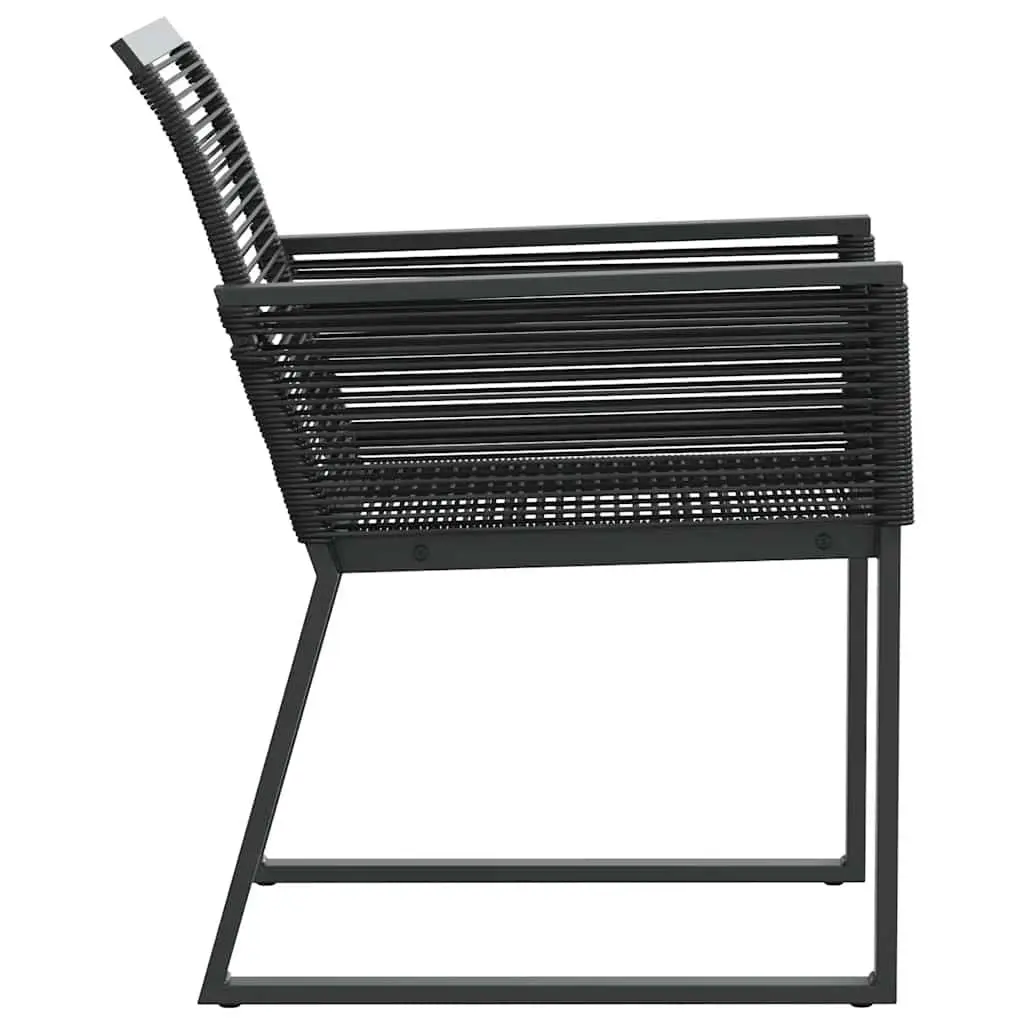 Outdoor Garden Chairs 2 Pieces Black Poly Rattan Backrest Armrests Patio Seating