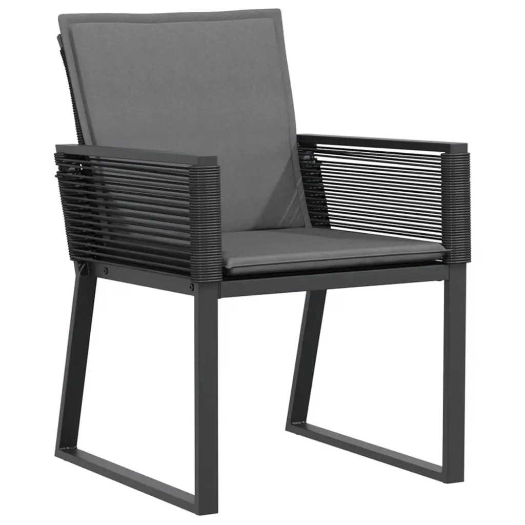 Outdoor Garden Chairs Set 4 Pcs Black Poly Rattan Cushioned Seating Furniture
