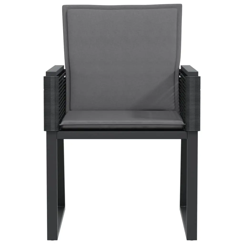 Outdoor Garden Chairs Set 4 Pcs Black Poly Rattan Cushioned Seating Furniture
