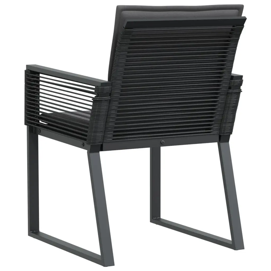 Outdoor Garden Chairs Set 4 Pcs Black Poly Rattan Cushioned Seating Furniture