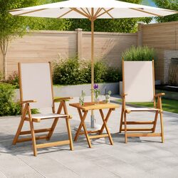 Folding Outdoor Chairs 2 pcs Solid Wood Acacia Textilene Garden Patio Seating