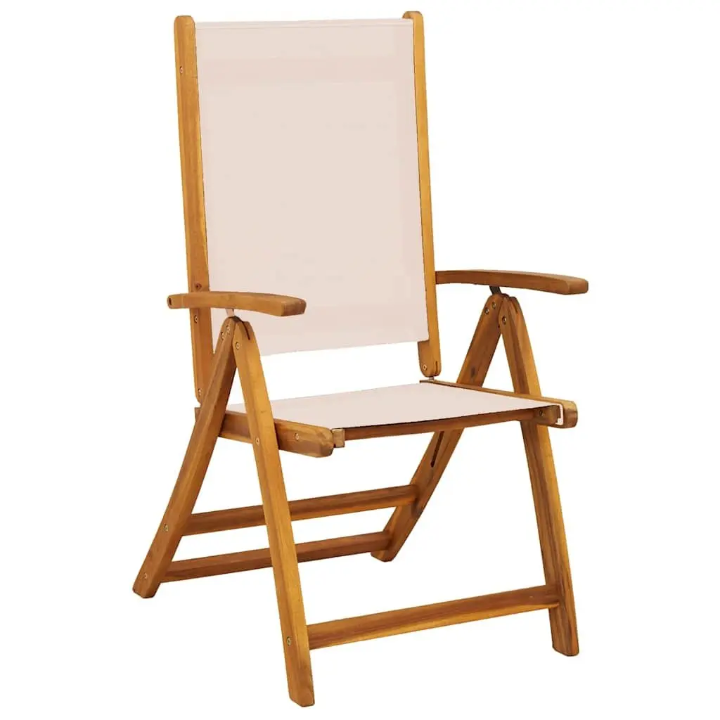 Folding Garden Chairs Adjustable Backrest 2 pcs Solid Wood Acacia Textilene Outdoor Seating