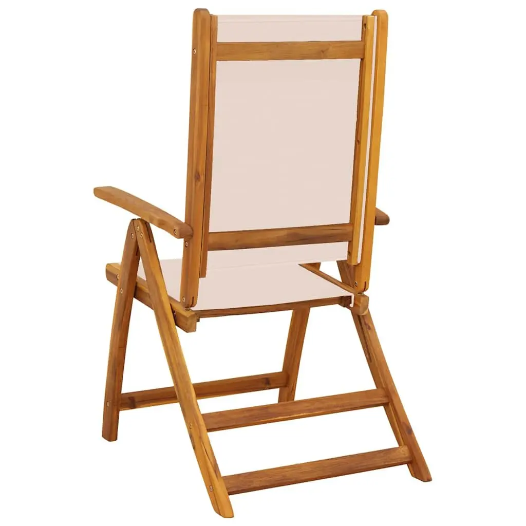 Folding Garden Chairs Adjustable Backrest 2 pcs Solid Wood Acacia Textilene Outdoor Seating