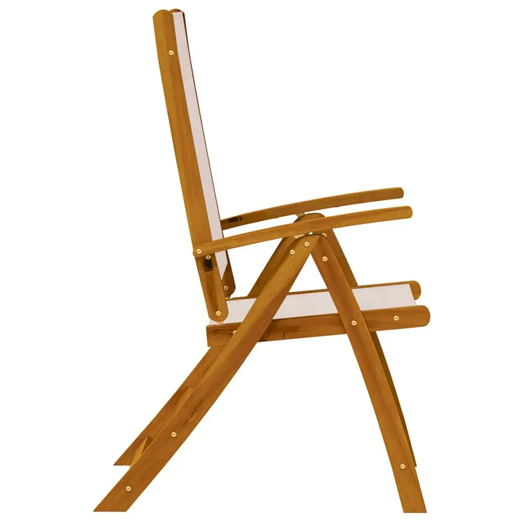 Folding Garden Chairs Adjustable Backrest 2 pcs Solid Wood Acacia Textilene Outdoor Seating