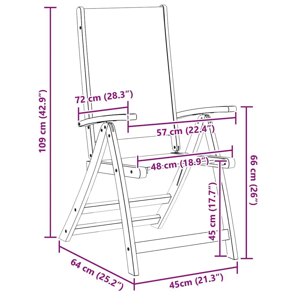 Folding Garden Chairs Adjustable Backrest 2 pcs Brown