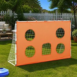 Kids Football Goal with Target Mat and Ball Indoor Outdoor 182x62x118cm White