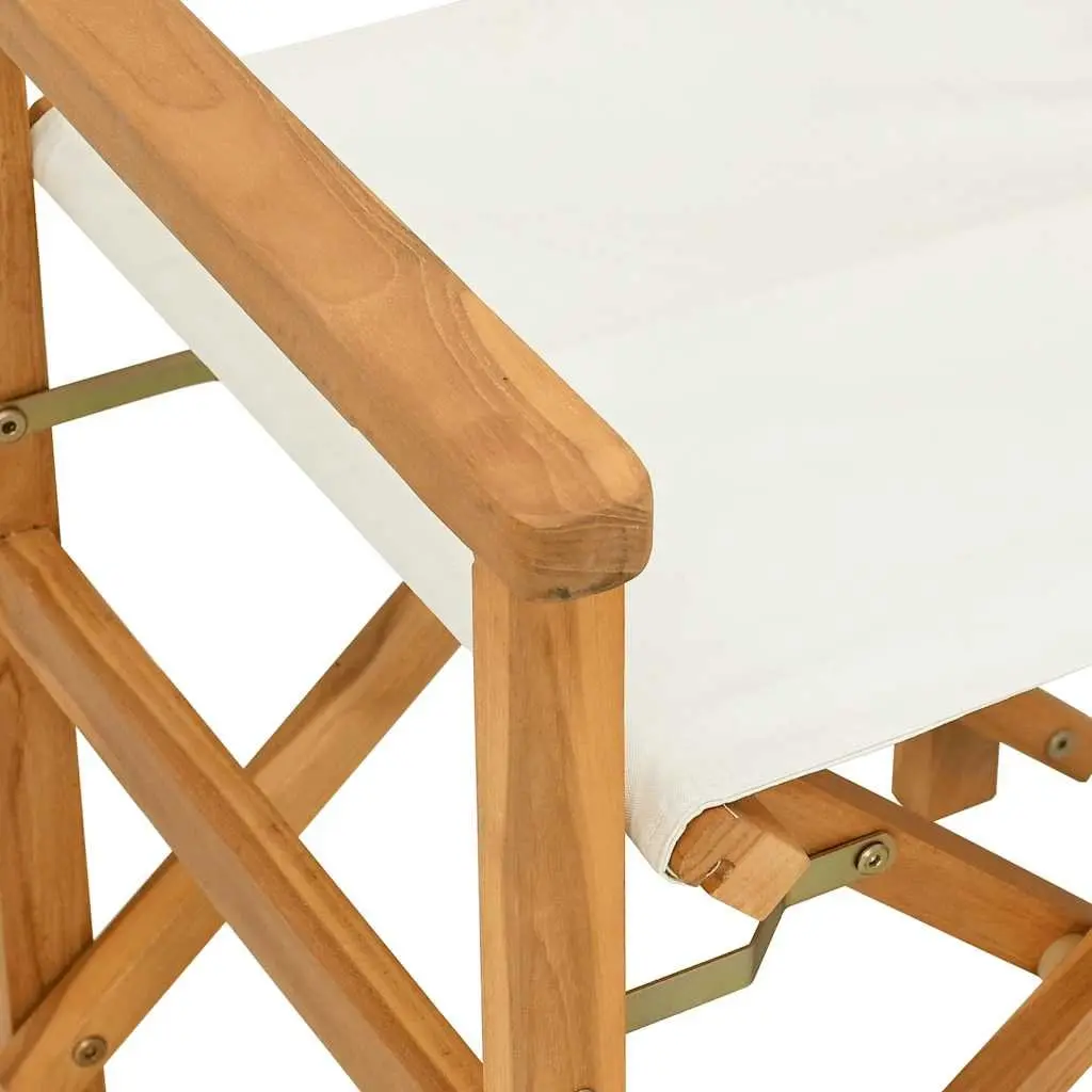 Folding Director's Chair Cream Outdoor Garden Patio Seating