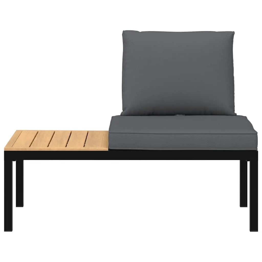 Garden Bench Aluminium Frame with Cushions Black Outdoor Seating