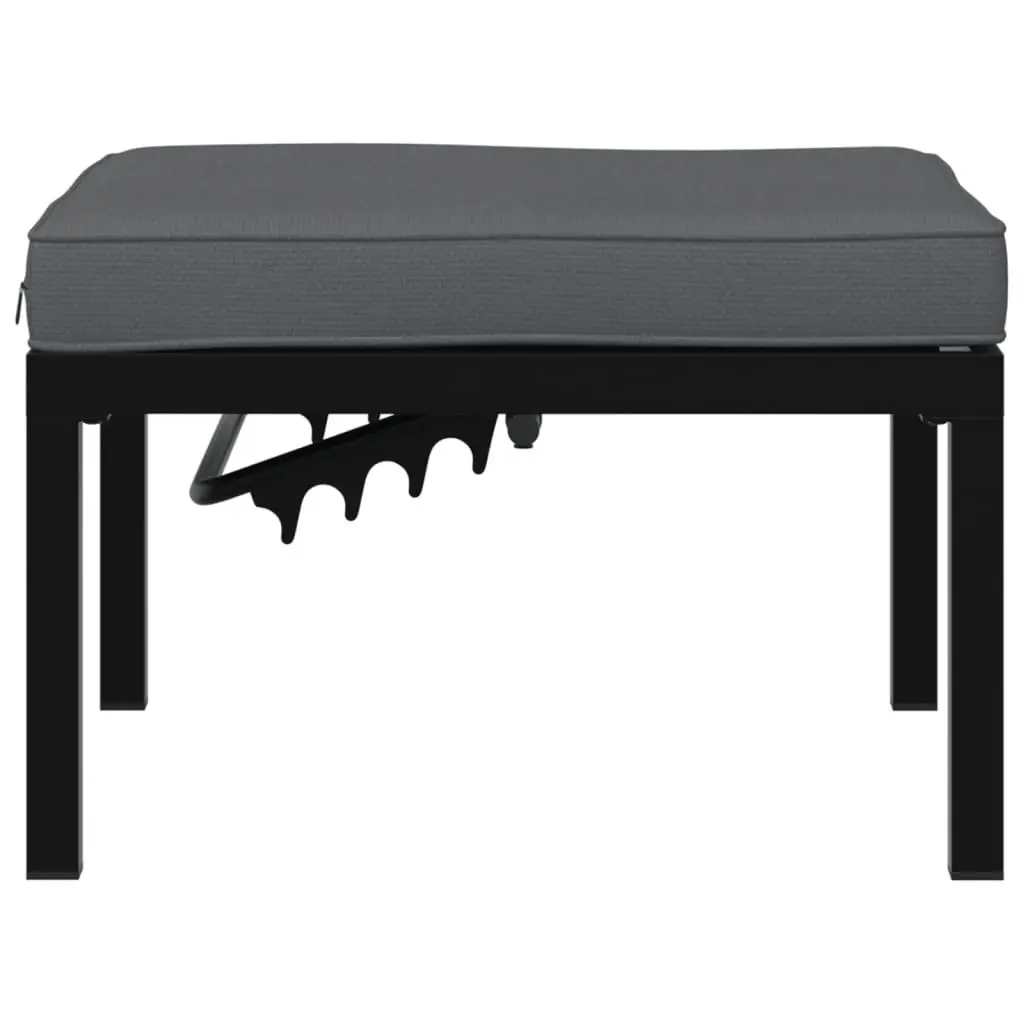 Garden Stool Adjustable Seat Panel Black Aluminium with Cushion
