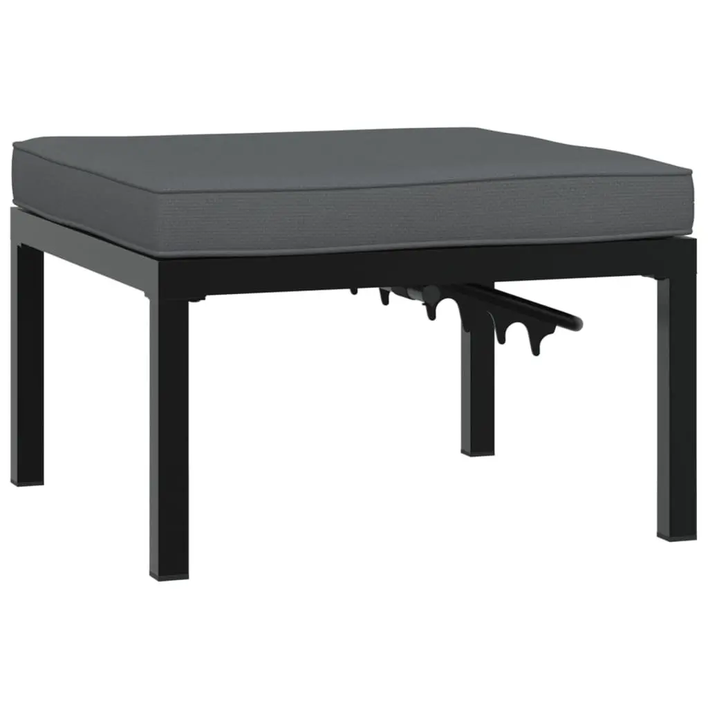 Garden Stool Adjustable Seat Panel Black Aluminium with Cushion