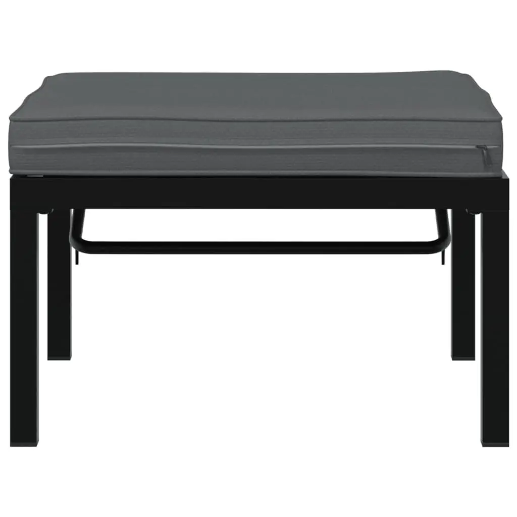 Garden Stool Adjustable Seat Panel Black Aluminium with Cushion
