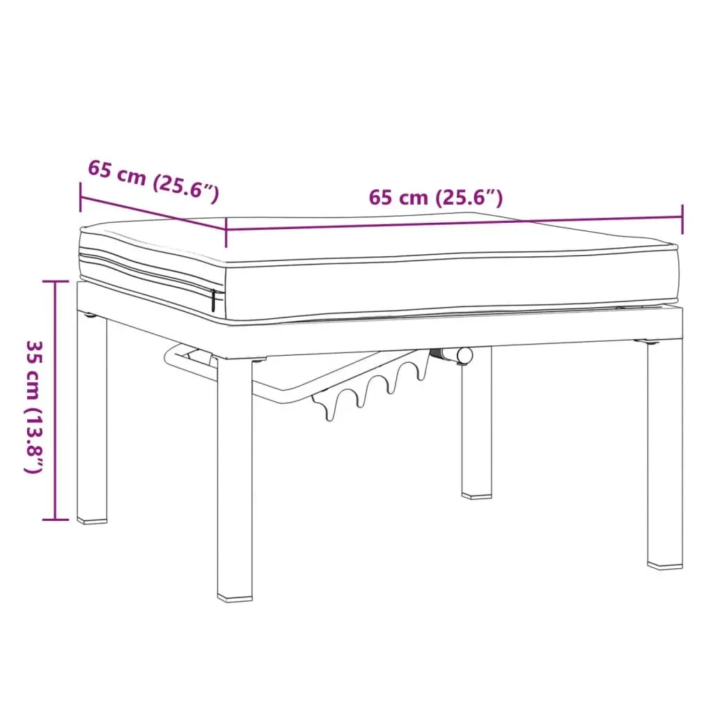 Garden Stool Adjustable Seat Panel Black Aluminium with Cushion