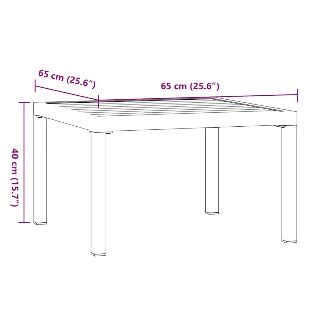 Garden Coffee Table Aluminium Black Square 65x65x40cm