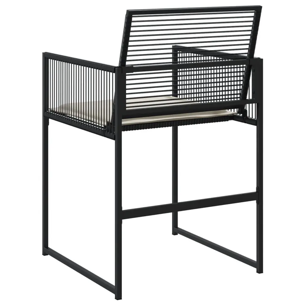 Outdoor Chairs Set Black Poly Rattan Garden Seating with Cushions 4 Piece