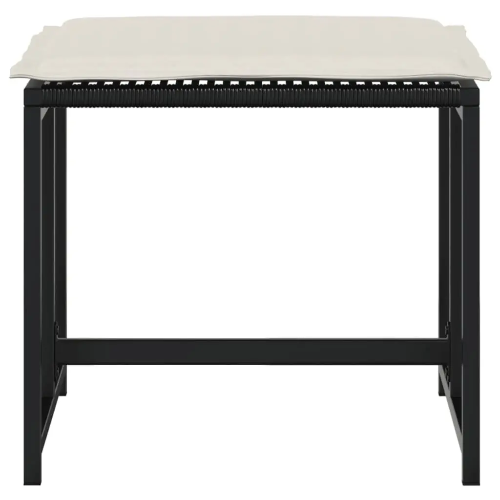 Garden Stools 4 Pieces Black Outdoor Foot Rests with Removable Cushions Seating