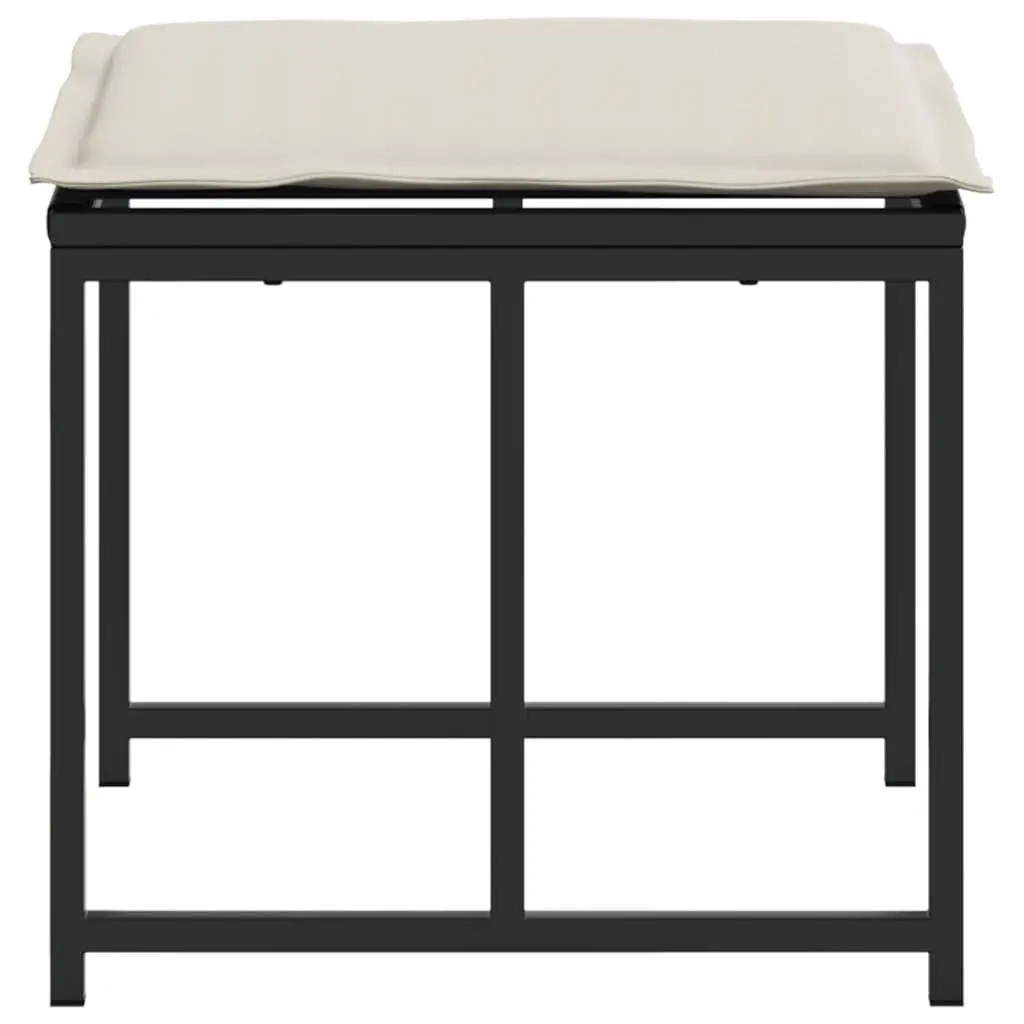 Garden Stools 4 Pieces Black Outdoor Foot Rests with Removable Cushions Seating
