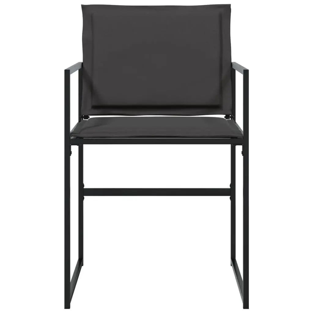 Outdoor Garden Chairs Set Black Steel Frame Textilene Seat Cushions 4 Piece