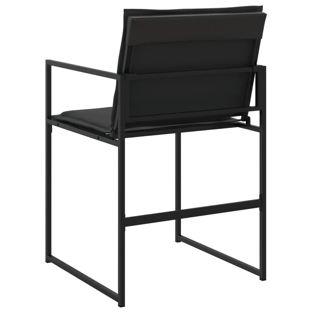 Outdoor Garden Chairs Set Black Steel Frame Textilene Seat Cushions 4 Piece