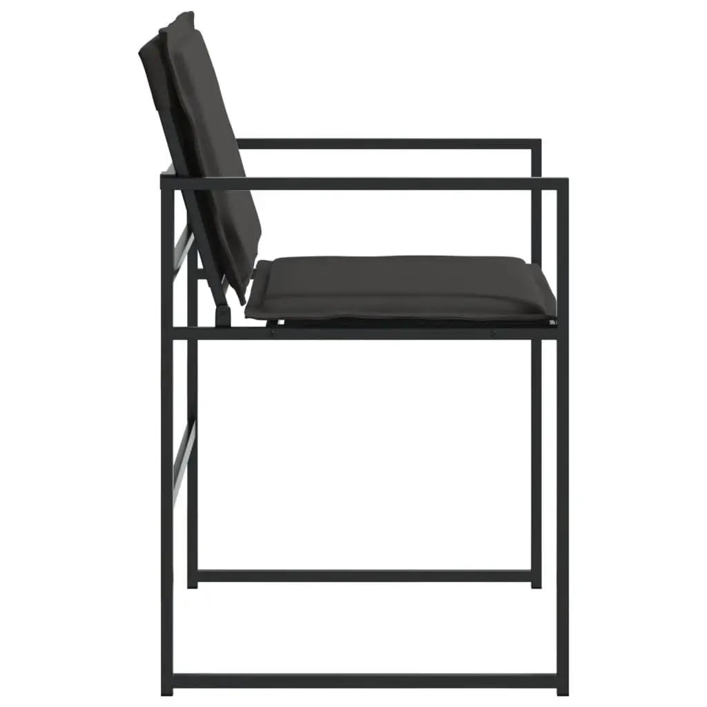 Outdoor Garden Chairs Set Black Steel Frame Textilene Seat Cushions 4 Piece