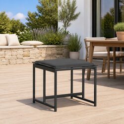Outdoor Garden Stools with Cushions 4 Piece Set Black Steel Textilene