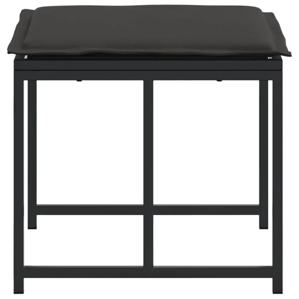 Outdoor Garden Stools with Cushions Black Steel Textilene 4 Piece Set