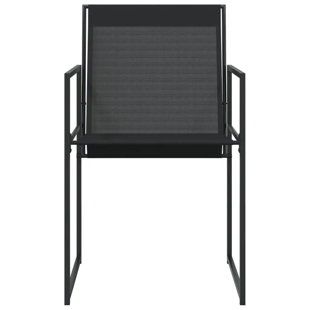 Outdoor Garden Chairs Folding Backrest Black Steel Textilene 4 Piece