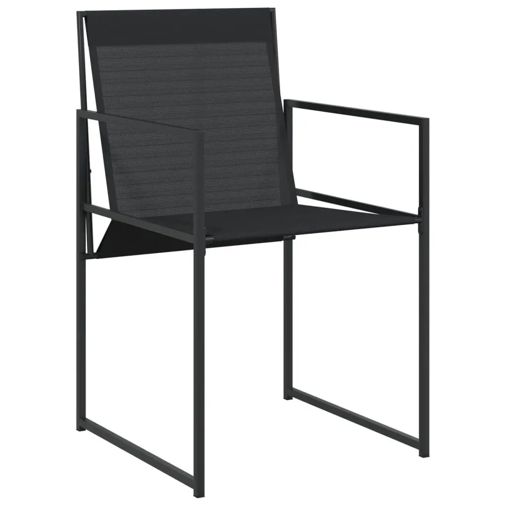 Outdoor Garden Chairs Folding Backrest Black Steel Textilene 4 Piece