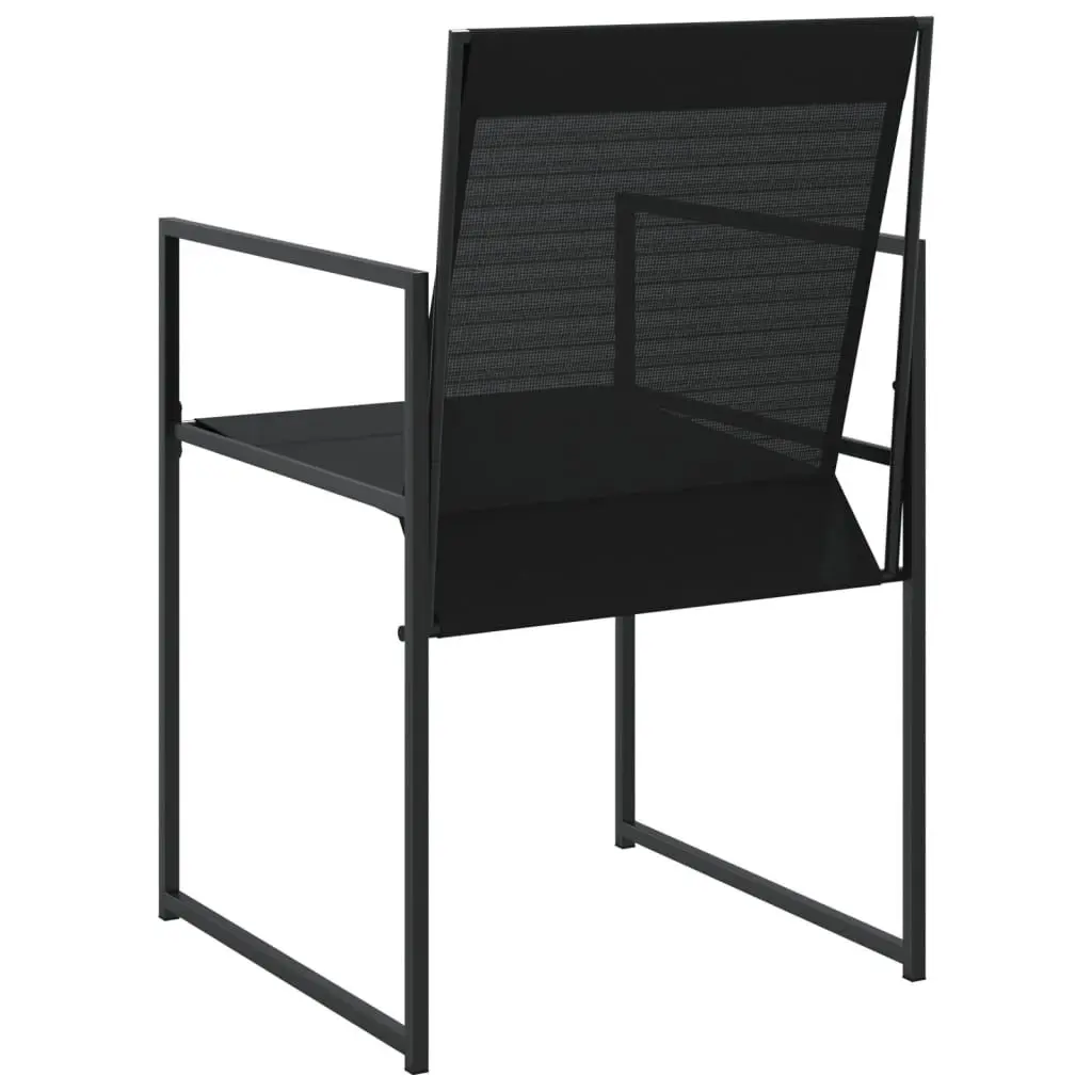 Outdoor Garden Chairs Folding Backrest Black Steel Textilene 4 Piece