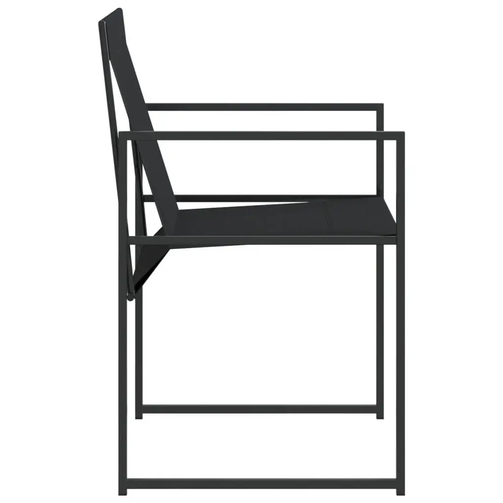 Outdoor Garden Chairs Folding Backrest Black Steel Textilene 4 Piece