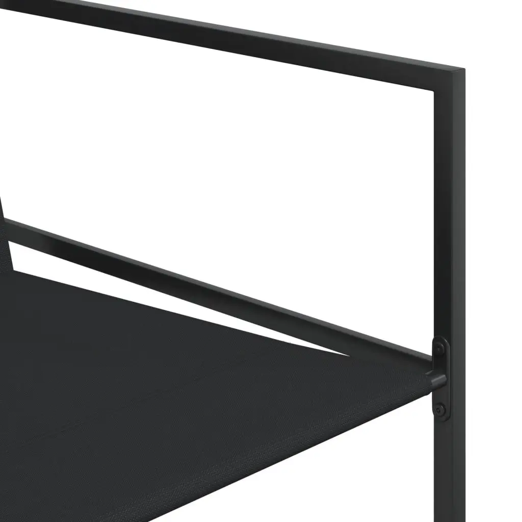 Outdoor Garden Chairs Folding Backrest Black Steel Textilene 4 Piece