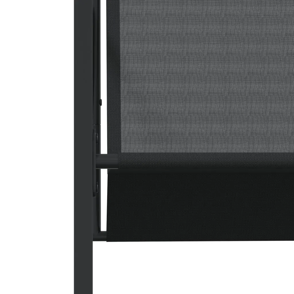 Outdoor Garden Chairs Folding Backrest Black Steel Textilene 4 Piece