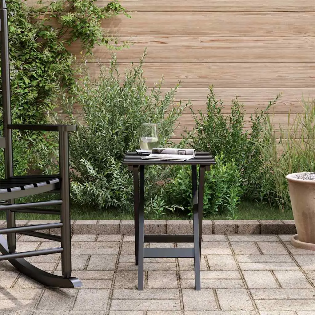 Foldable Side Table Black Outdoor Indoor Poplar Wood Portable Lightweight Patio