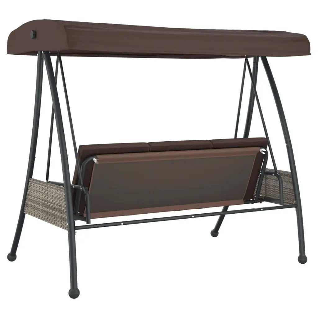 Outdoor Lounger Garden Swing Bench with Adjustable Canopy Brown for Patio Seating