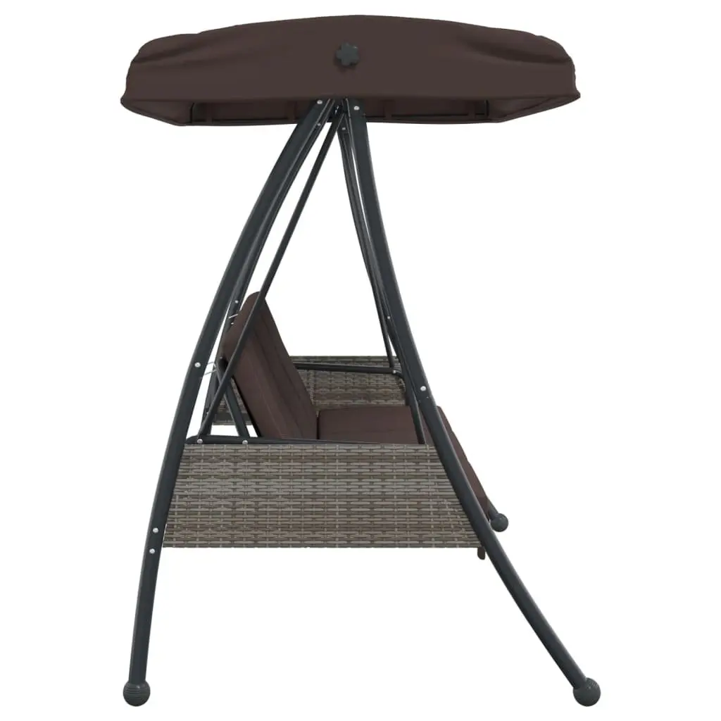 Outdoor Lounger Garden Swing Bench with Adjustable Canopy Brown for Patio Seating