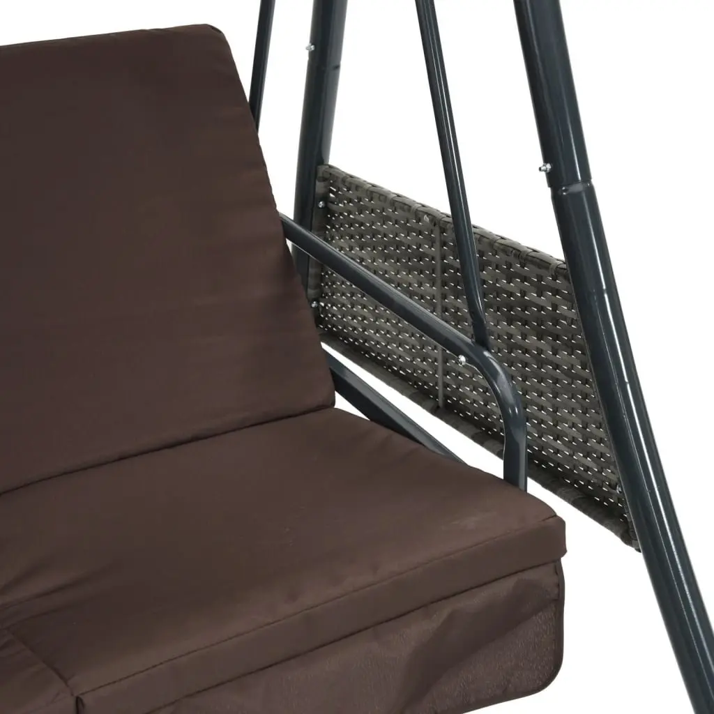 Outdoor Lounger Garden Swing Bench with Adjustable Canopy Brown for Patio Seating