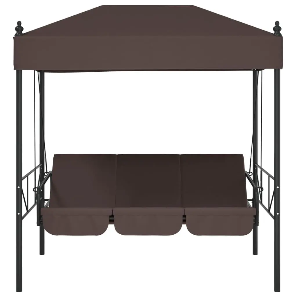 Garden Swing Bench with Canopy Brown Outdoor Porch Seating 2-in-1 Lounge Chair